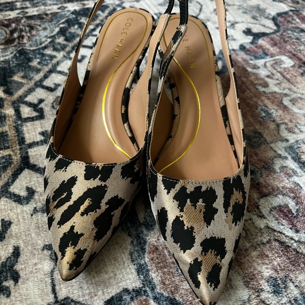 Cole Haan Women's Leopard Print Slingback Heels